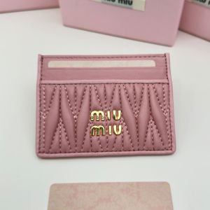 Miu Miu 5MC076 Card Holder In Matelasse Nappa Leather Pink