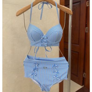 Miu Miu Bikini With Blue And White Stripes Women Cotton