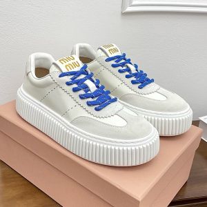 Miu Miu Plume Platform Sneakers Women Nappa Leather And Suede White/Grey