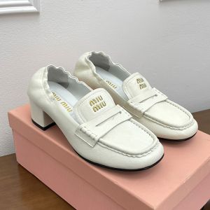 Miu Miu Ruches Loafers Women Nappa Leather White