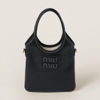 Miu Miu 5BA281 Mini Ivy Handbag In Leather Black