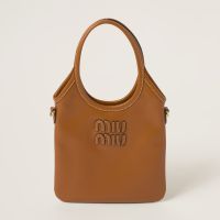 Miu Miu 5BA281 Mini Ivy Handbag In Leather Brown