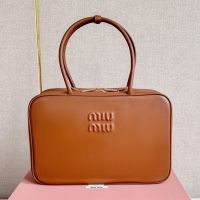 Miu Miu 5BB117 Large Beau Bag In Leather Brown