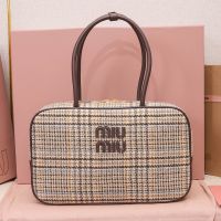Miu Miu 5BB117 Large Beau Top-Handle Bag In Tartan Multicolor