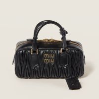 Miu Miu 5BB142 Regular Arcadie Bag In Matelasse Nappa Leather Black