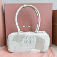 Miu Miu 5BB147 Small Beau Bag In Patchwork Leather Grey
