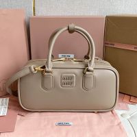 Miu Miu 5BB148 Large Arcadie Bag In Leather Khaki