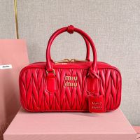 Miu Miu 5BB148 Large Arcadie Bag In Matelasse Nappa Leather Red