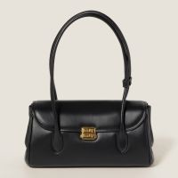 Miu Miu 5BD265 Flap Shoulder Bag In Leather Black