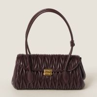 Miu Miu 5BD265 Flap Shoulder Bag In Matelasse Nappa Leather Coffee