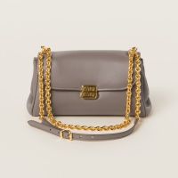 Miu Miu 5BD266 Flap Chain Shoulder Bag In Leather Grey