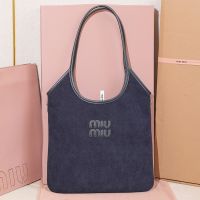 Miu Miu 5BG231 Regular Ivy Bag In Corduroy Navy Blue