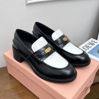 Miu Miu 5D276E Loafers Women Brushed Leather Black/White