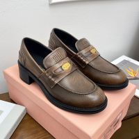 Miu Miu 5D276E Loafers Women Brushed Leather Brown