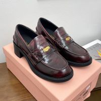 Miu Miu 5D276E Loafers Women Brushed Leather Burgundy