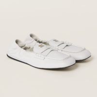 Miu Miu 5D341E Ruches Loafers Women Nappa Leather White