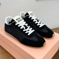 Miu Miu 5E114E Plume Sneakers Women Mesh And Suede Black