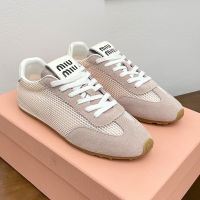 Miu Miu 5E114E Plume Sneakers Women Mesh And Suede Grey