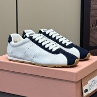 Miu Miu 5E114E Plume Sneakers Women Nappa Leather And Suede White/Blue