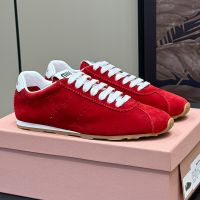 Miu Miu 5E114E Plume Sneakers Women Suede Red