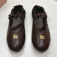 Miu Miu 5F340E Ruches Ballerinas Women Nappa Leather Coffee