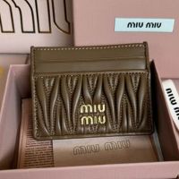 Miu Miu 5MC076 Card Holder In Matelasse Nappa Leather Brown