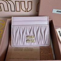 Miu Miu 5MC076 Card Holder In Matelasse Nappa Leather Cherry