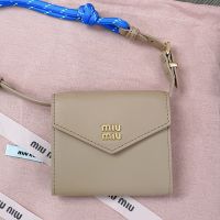 Miu Miu 5MT024 Small Flap Shoulder Wallet In Leather Khaki/Blue