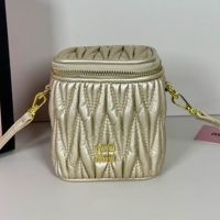 Miu Miu 5NR018 Micro Vanity Case In Matelasse Nappa Leather Gold