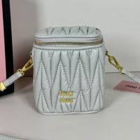 Miu Miu 5NR018 Micro Vanity Case In Matelasse Nappa Leather Grey