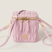 Miu Miu 5NR018 Micro Vanity Case In Matelasse Nappa Leather Pink