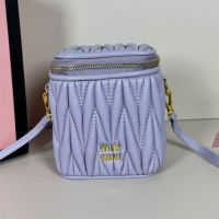 Miu Miu 5NR018 Micro Vanity Case In Matelasse Nappa Leather Purple
