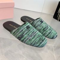 Miu Miu 5S368E Slippers Women Wool Green
