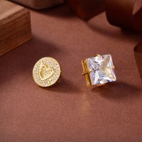 Miu Miu Asymetrical Earrings With Crystals In Metal Gold