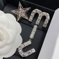 Miu Miu Asymetrical Earrings With Strass Pentagram Letter In Metal Silver