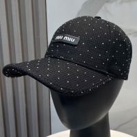 Miu Miu Baseball Cap With Allover Strass In Cotton Black