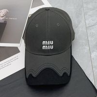 Miu Miu Baseball Cap With Letter Logo Patch In Cotton Grey/White