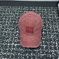 Miu Miu Baseball Cap With Logo Patch In Denim Pink