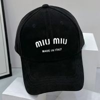 Miu Miu Baseball Cap With Printing Logo In Cotton Black