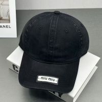 Miu Miu Baseball Cap With Rivet Patch Logo In Cotton Black