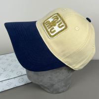 Miu Miu Baseball Cap With Square Embroidered Logo In Cotton Khaki/Blue