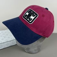 Miu Miu Baseball Cap With Square Embroidered Logo In Cotton Red/Blue