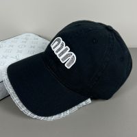 Miu Miu Baseball Cap With Strass Logo In Cotton Black
