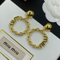 Miu Miu Earrings With Circle Chain Letter In Metal Gold