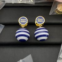 Miu Miu Earrings With Color Block Pearl In Metal Gold/Blue
