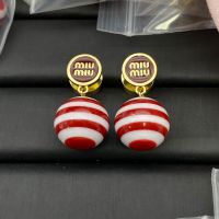 Miu Miu Earrings With Color Block Pearl In Metal Gold/Red