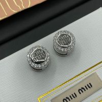 Miu Miu Earrings With Cut-Out Logo Round In Metal Silver