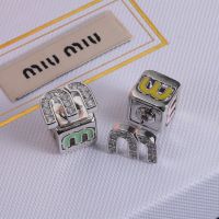 Miu Miu Earrings With Enamel Logo Cube In Metal Silver