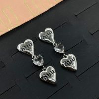 Miu Miu Earrings With Enamel Logo Heart Pendant In Metal Silver