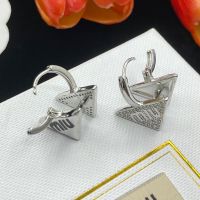 Miu Miu Earrings With Enamel Logo Strass Triangle In Metal Silver/Black